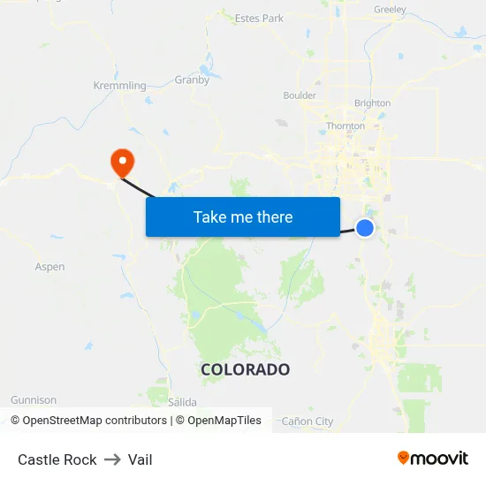 Castle Rock to Vail map
