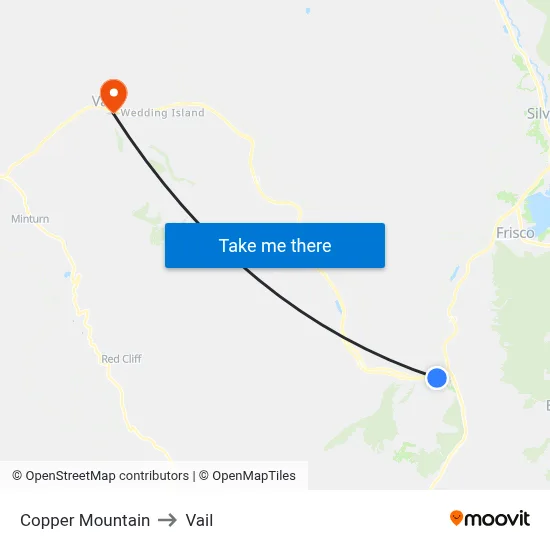 Copper Mountain to Vail map
