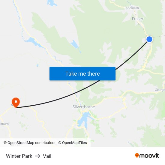 Winter Park to Vail map