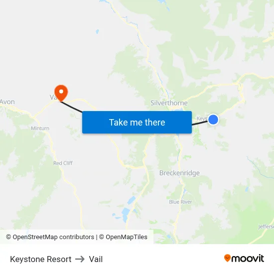 Keystone Resort to Vail map