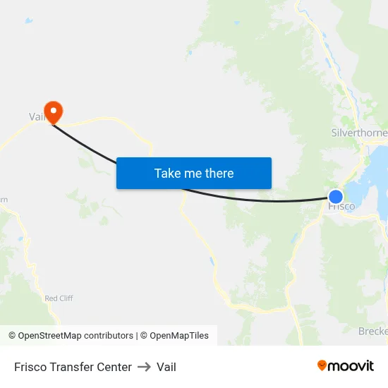 Frisco Transfer Center to Vail map