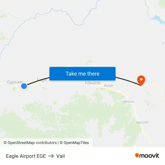 Eagle Airport EGE to Vail map