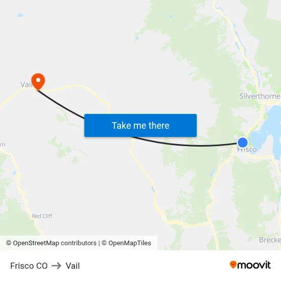Frisco CO to Vail map