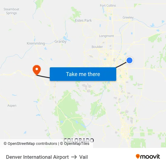 Denver International Airport to Vail map