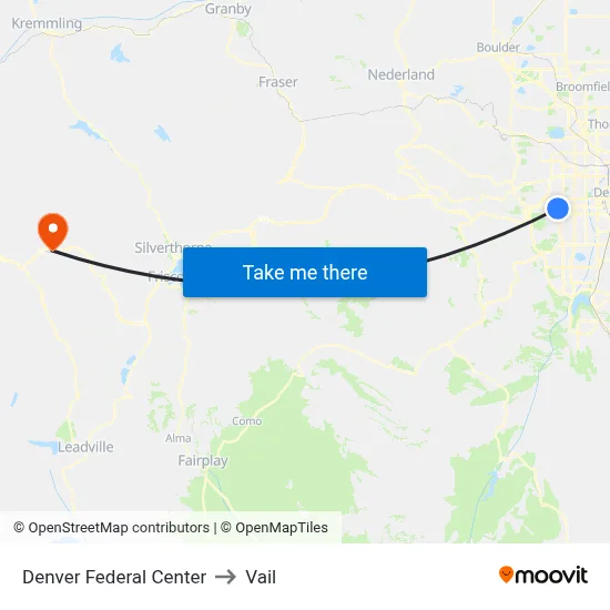 Denver Federal Center to Vail map