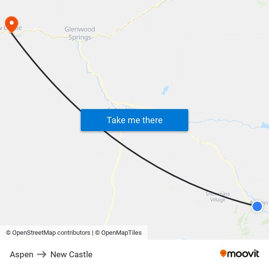 Aspen to New Castle map