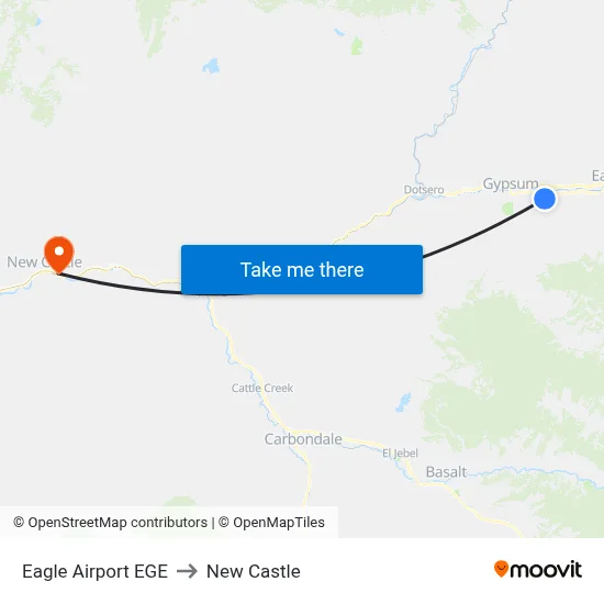 Eagle Airport EGE to New Castle map
