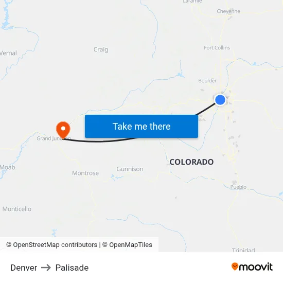 Denver to Palisade map