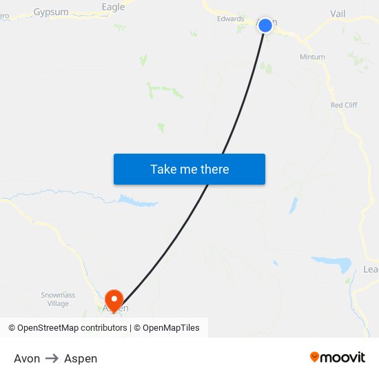 Avon to Aspen map