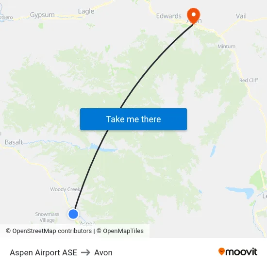 Aspen Airport ASE to Avon map