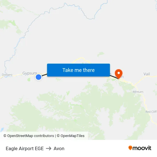 Eagle Airport EGE to Avon map