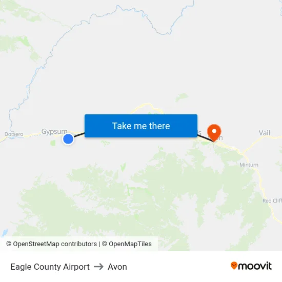 Eagle County Airport to Avon map