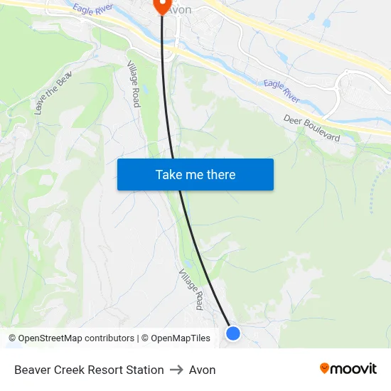 Beaver Creek Resort Station to Avon map