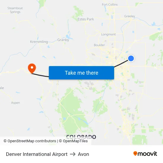 Denver International Airport to Avon map