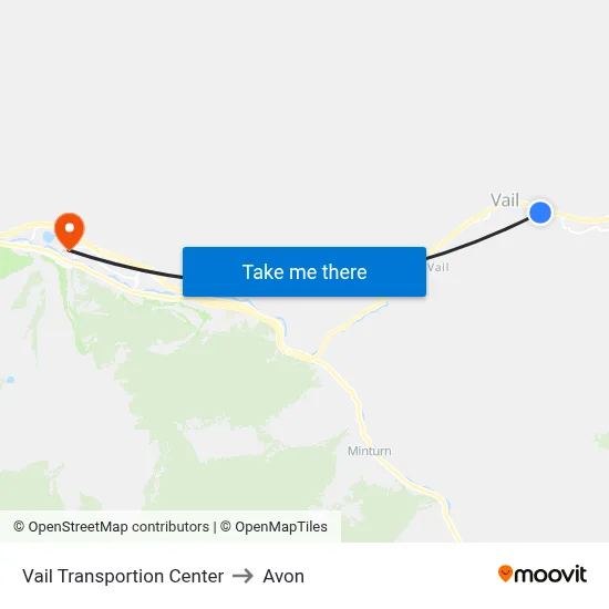 Vail Transportion Center to Avon map
