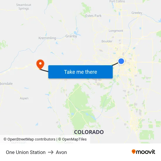 One Union Station to Avon map