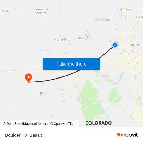 Boulder to Basalt map