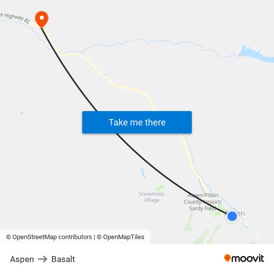 Aspen to Basalt map