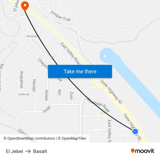 El Jebel to Basalt map