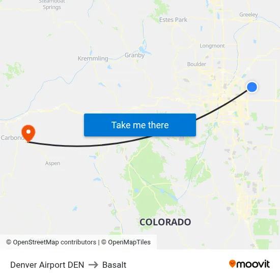 Denver Airport DEN to Basalt map