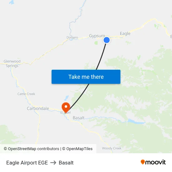 Eagle Airport EGE to Basalt map