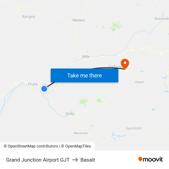 Grand Junction Airport GJT to Basalt map
