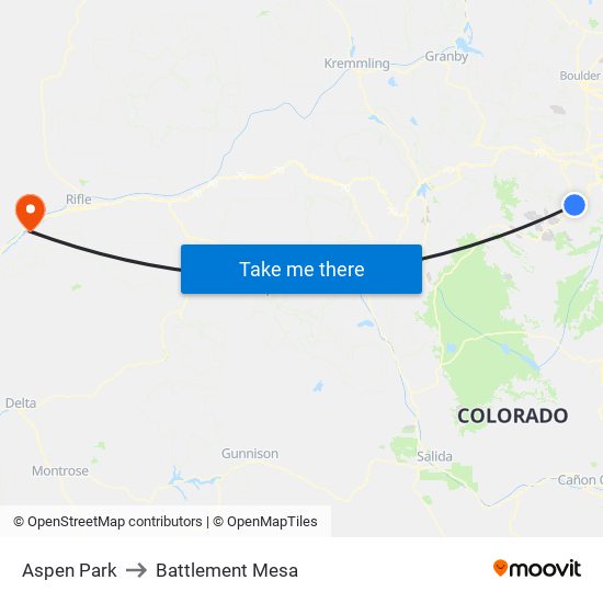 Aspen Park to Battlement Mesa map