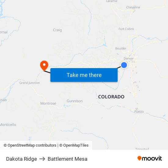 Dakota Ridge to Battlement Mesa map