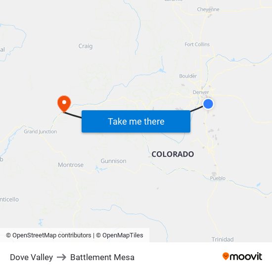 Dove Valley to Battlement Mesa map