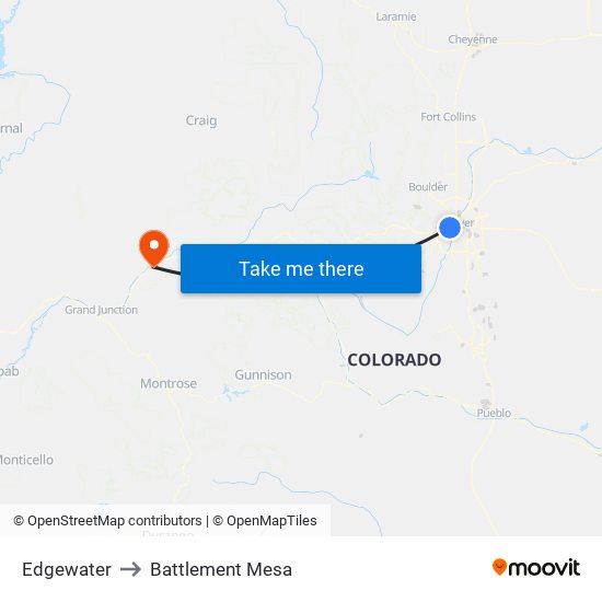 Edgewater to Battlement Mesa map