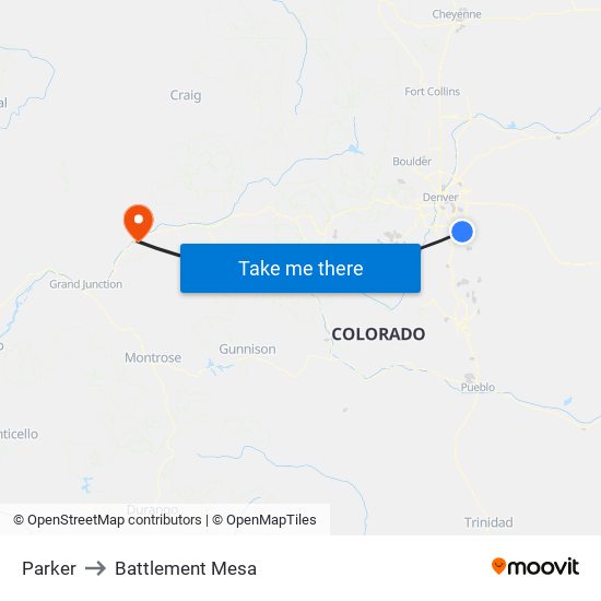 Parker to Battlement Mesa map