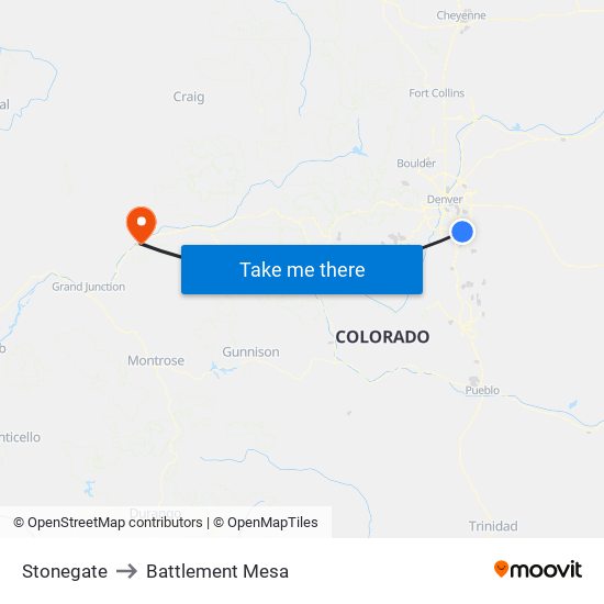 Stonegate to Battlement Mesa map