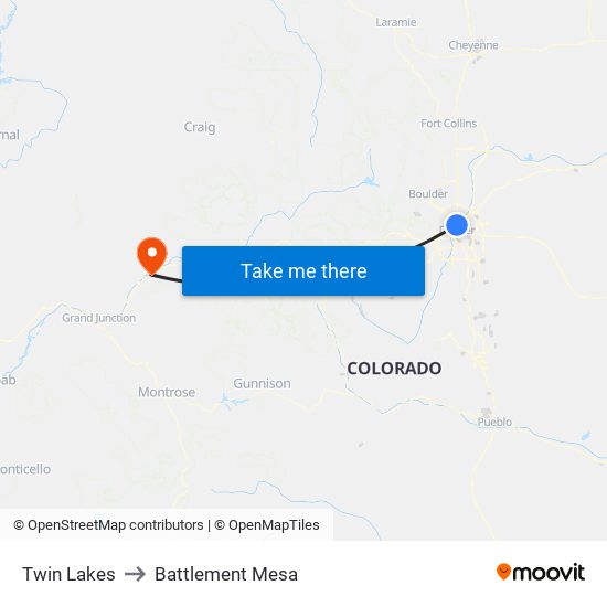 Twin Lakes to Battlement Mesa map