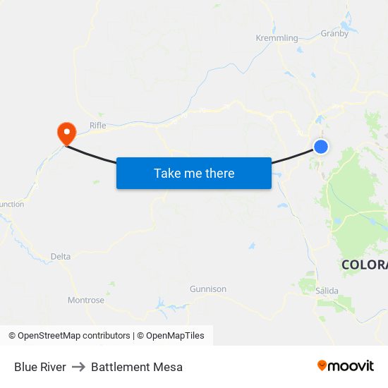 Blue River to Battlement Mesa map