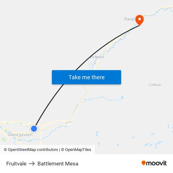 Fruitvale to Battlement Mesa map