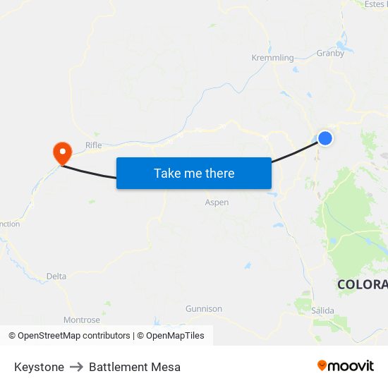 Keystone to Battlement Mesa map