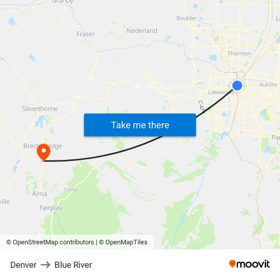 Denver to Blue River map