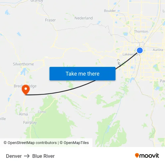 Denver to Blue River map