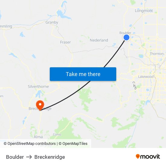 Boulder to Breckenridge map