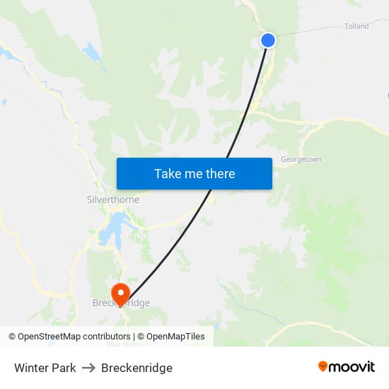 Winter Park to Breckenridge map