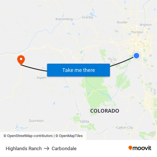 Highlands Ranch to Carbondale map