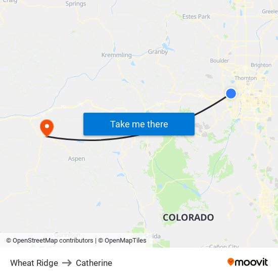 Wheat Ridge to Catherine map