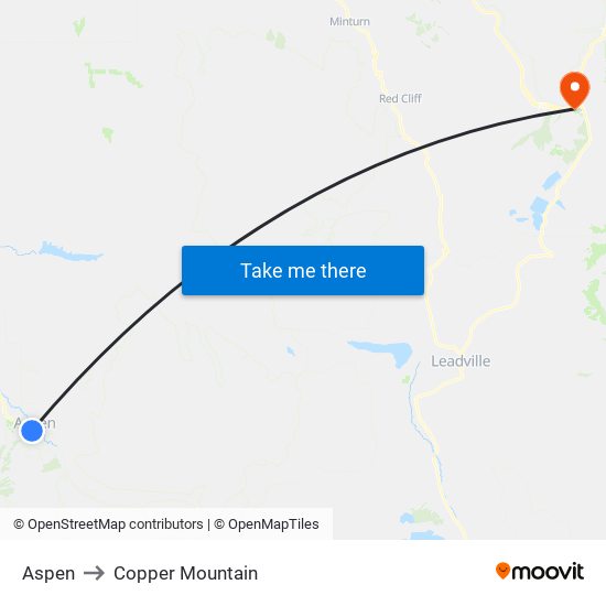 Aspen to Copper Mountain map