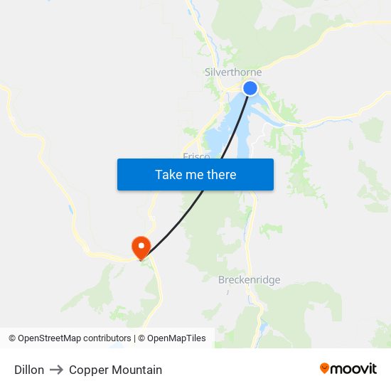 Dillon to Copper Mountain map