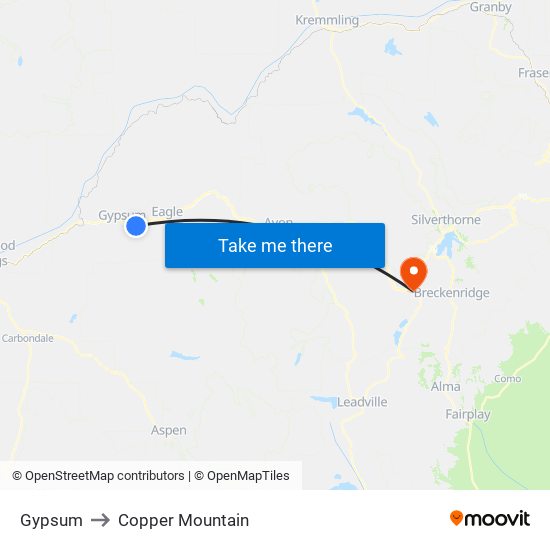 Gypsum to Copper Mountain map