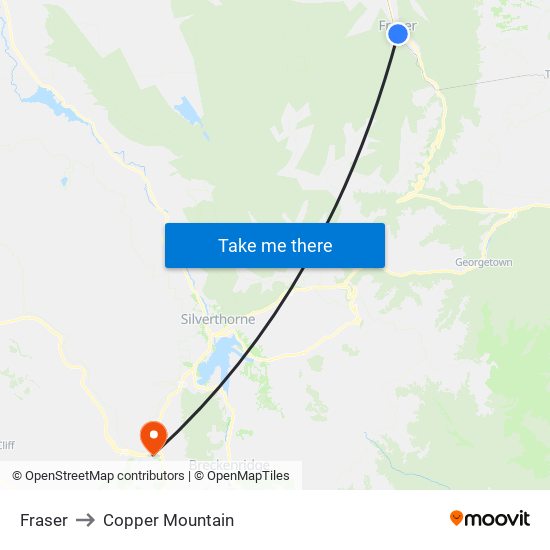 Fraser to Copper Mountain map