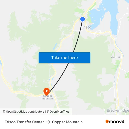 Frisco Transfer Center to Copper Mountain map