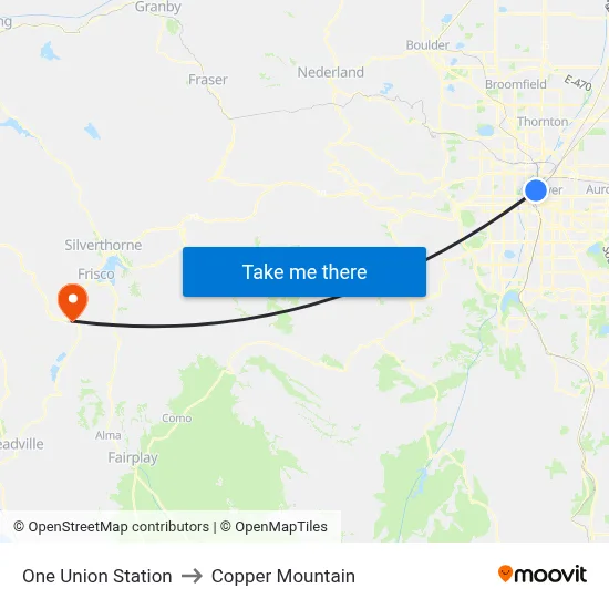 One Union Station to Copper Mountain map