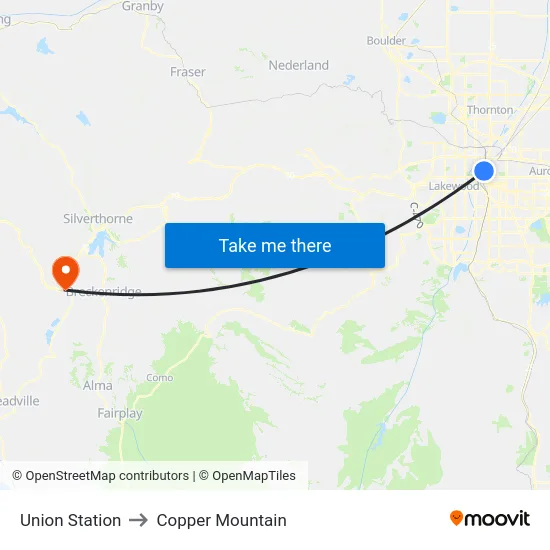 Union Station to Copper Mountain map