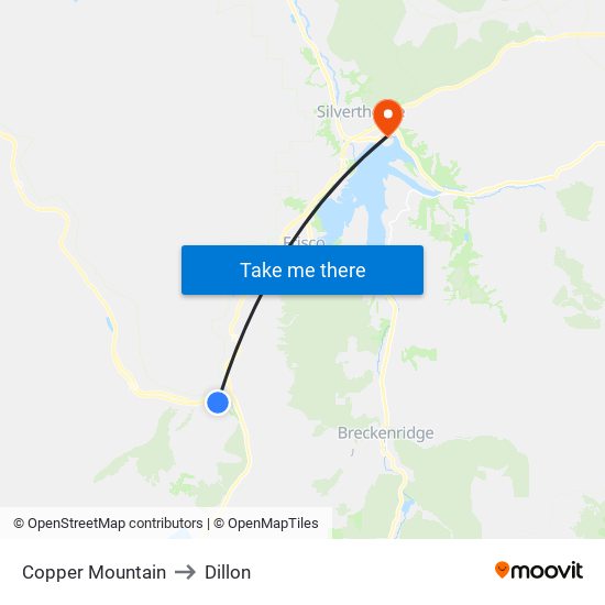 Copper Mountain to Dillon map